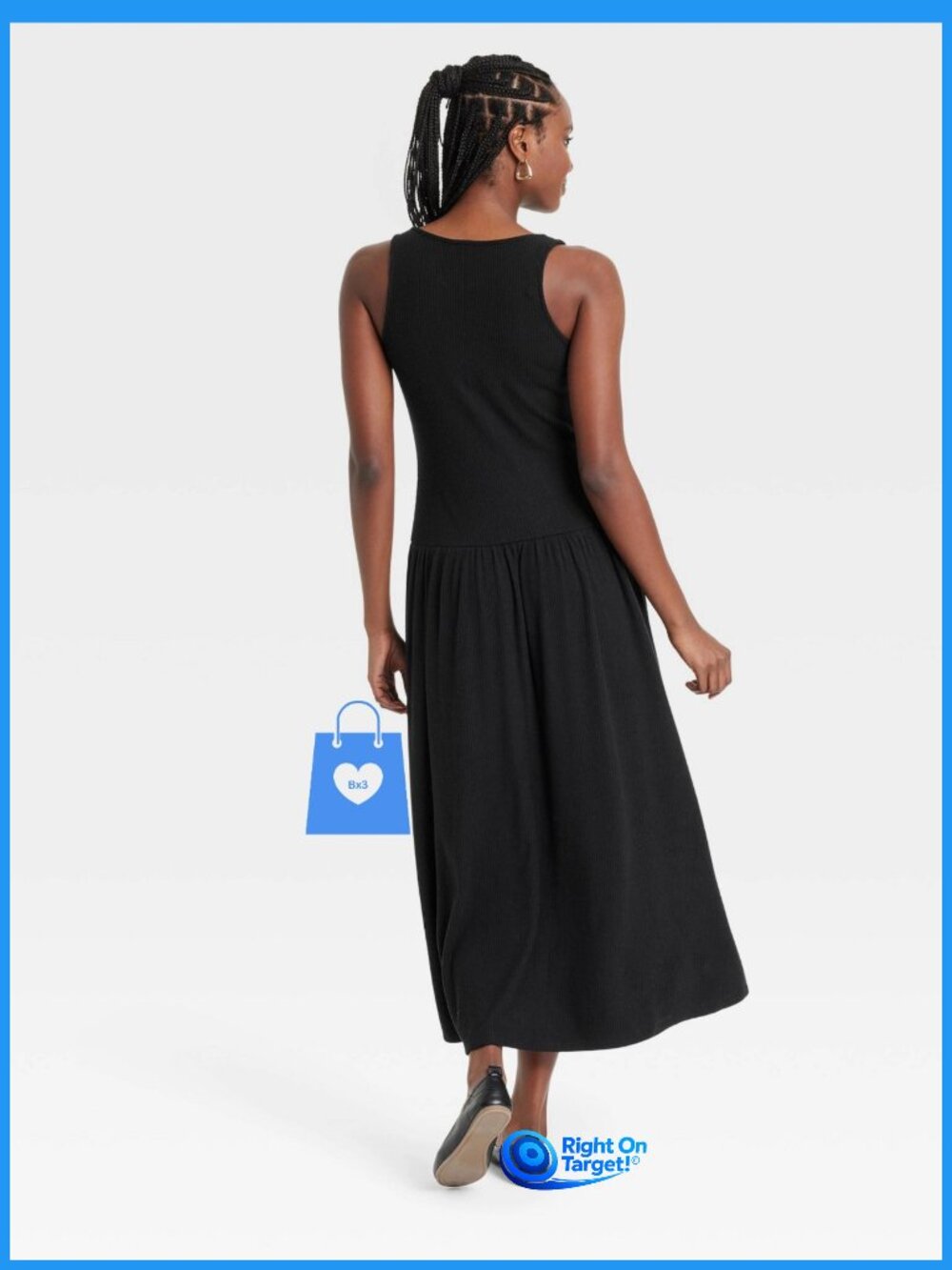 Medium - Womens Drop Waist Knit Midi Slip Dress - Universal Thread - Black - Picture 3 of 6
